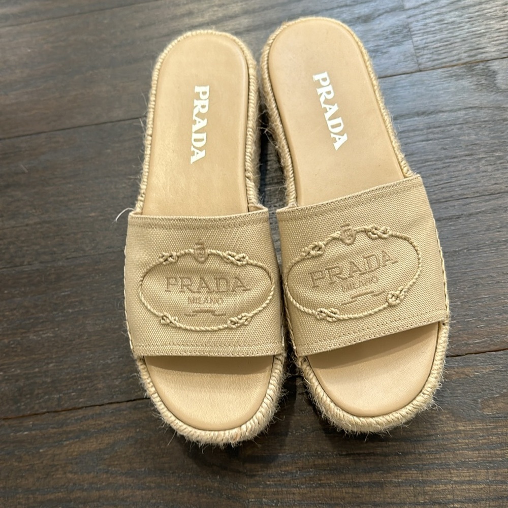 Prada Beige Women's Slide Sandals